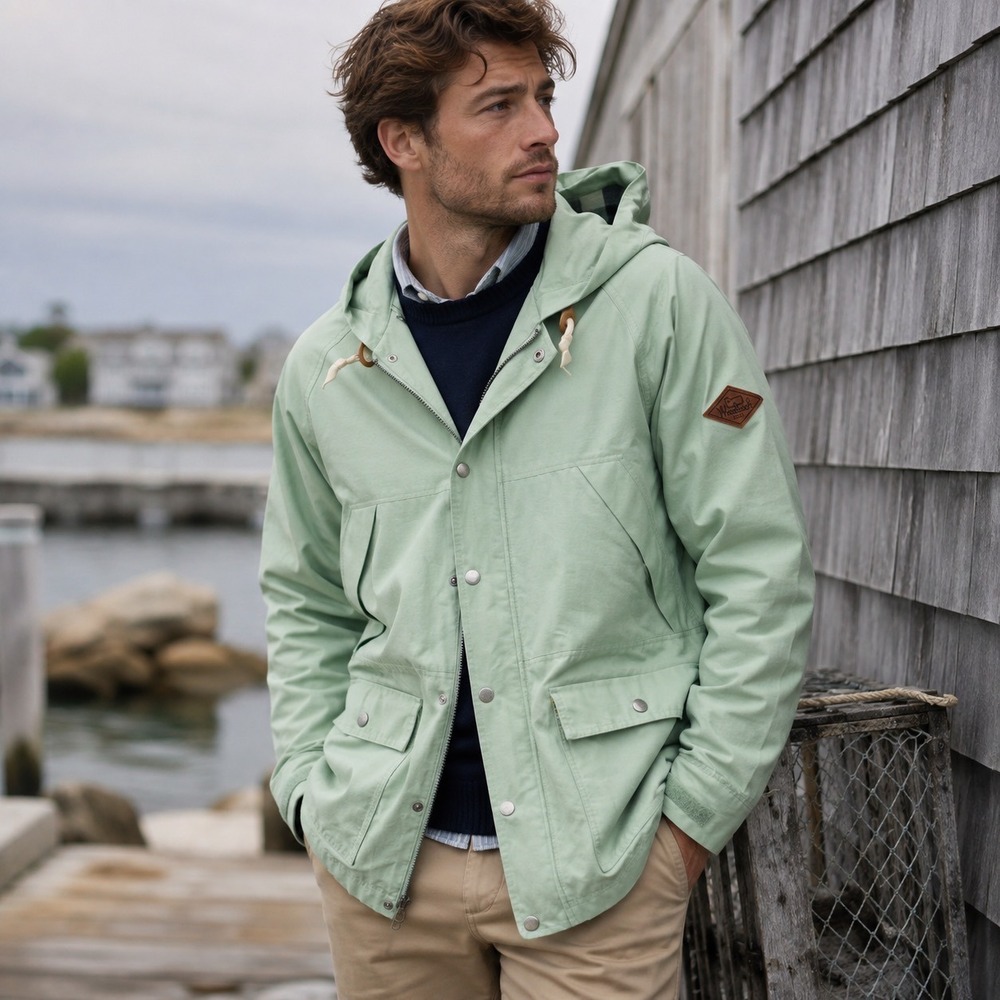 Vintage Woolrich Waxed Heritage Rain Jacket Mens S Sprout Green Utility Hooded